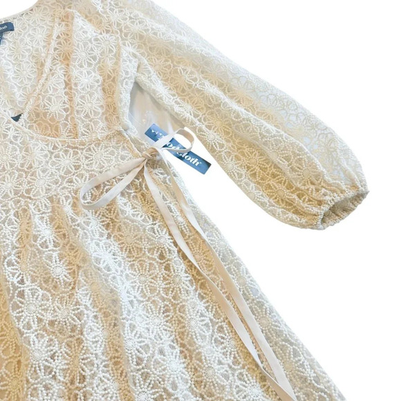 Modcloth Magic in the Air Wrap Dress Ivory Floral Lace w/ Liner Size Small NWT - Picture 6 of 14